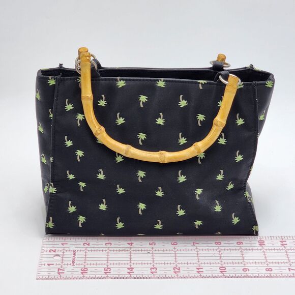 Sunny Hawaii Vintage Palm Trees Bamboo Handle Tote Handbag - Picture 10 of 12